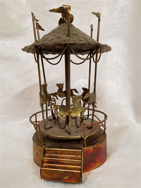 copper metal clowns carousel wind up music box|wind up carousel boxes.